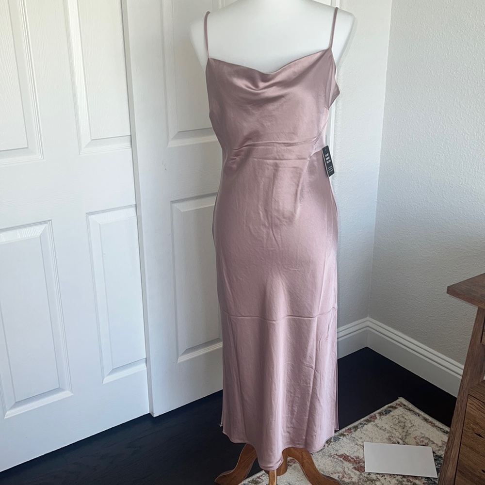 NWT Express Mauve Satin Midi Slip Dress, Medium